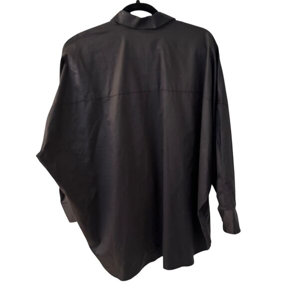 Simply Mila USA Black + White Block Button Up Cotton Shirt Dolman Sleeves M - Picture 2 of 8